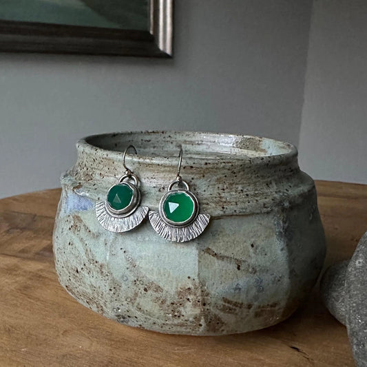 Green Onyx and Sterling Silver Earrings