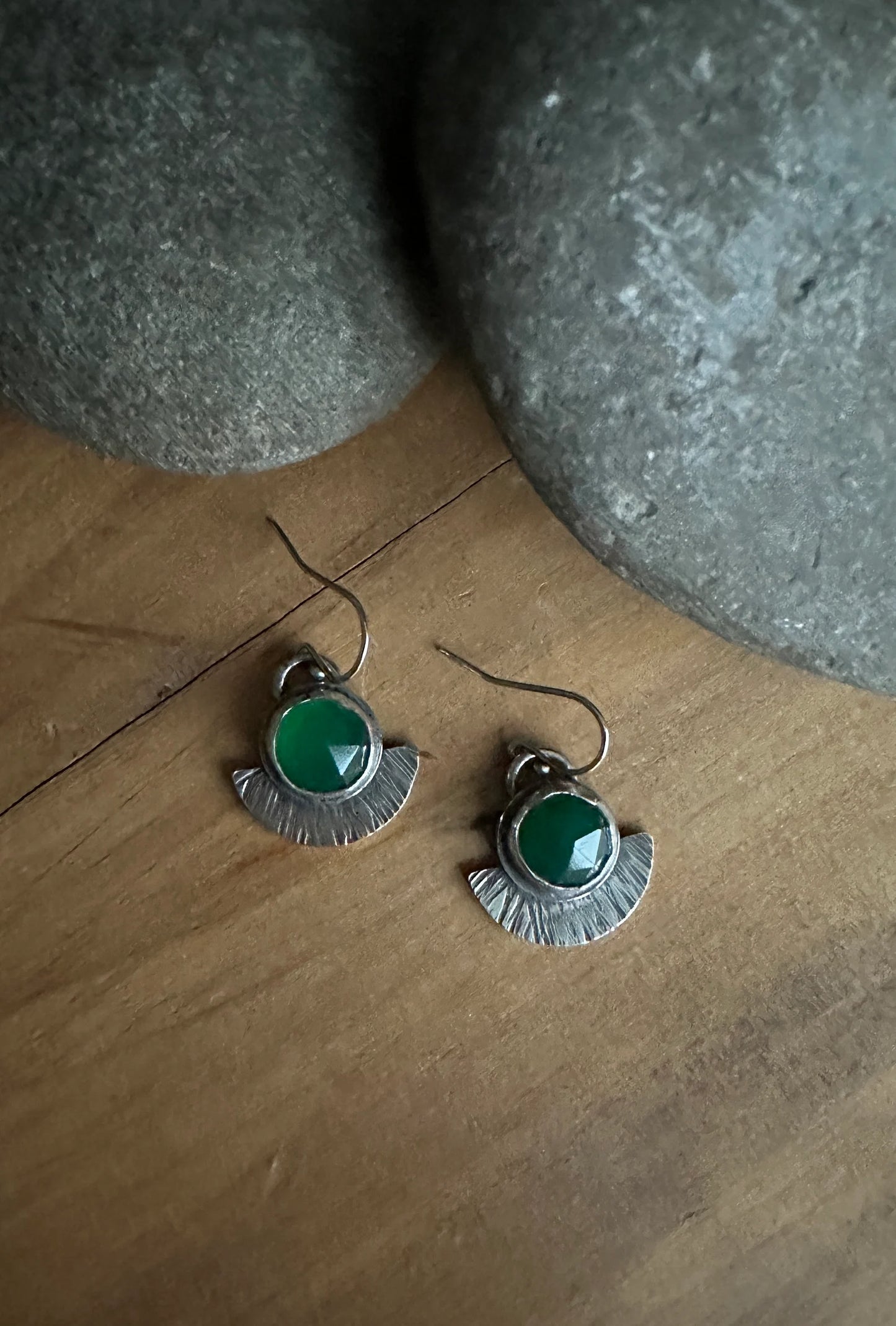 Green Onyx and Sterling Silver Earrings