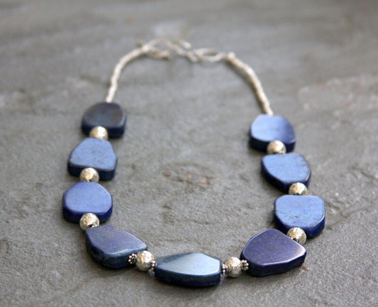 Lapis Necklace, Lapis statement necklace, statement necklace, blue, stone necklace, lapis and sterling silver necklace, sterling silver