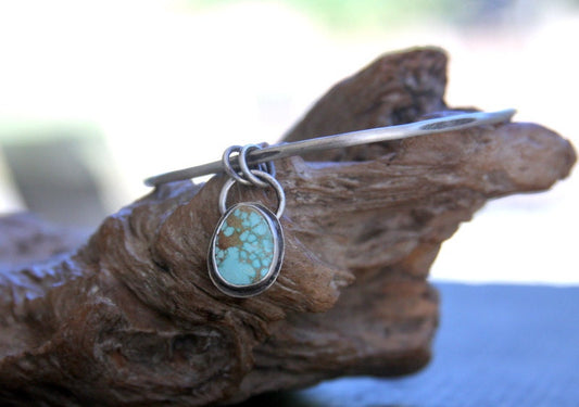 Turquoise Bangle Bracelet, Hammered Sterling Silver Bangle, Bangle Bracelet, Gemstone Bangle, Stacking Bracelet, Boho, Gypsy Jewelry