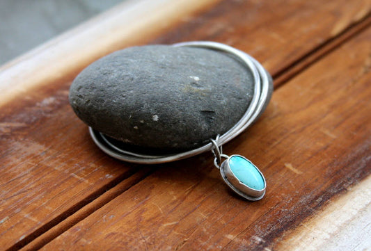 Turquoise Bangle Bracelet, sterling silver bangle, double bangle, charm bracelet, boho jewelry, everyday jewelry