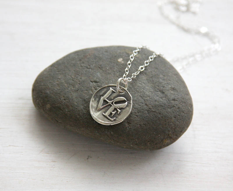 Love necklace, wax seal necklace, wax seal jewelry, philadelphia, everyday jewelry, charm necklace