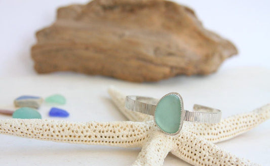 Sea glass cuff bracelet, sterling silver cuff bracelet, cuff bracelet, sea glass, sea foam sea glass, everyday jewelry, sea glass jewelry