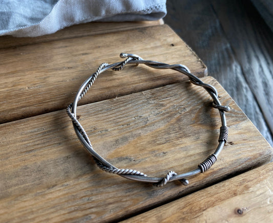 Sterling silver bangle bracelet, wire wrapped bangle bracelet, bangles, bracelet, sterling silver, recycled silver, stacking bracelets