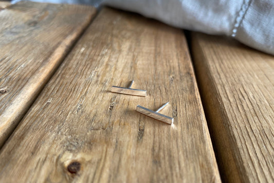Mini Bar Sterling Silver Stud Earrings