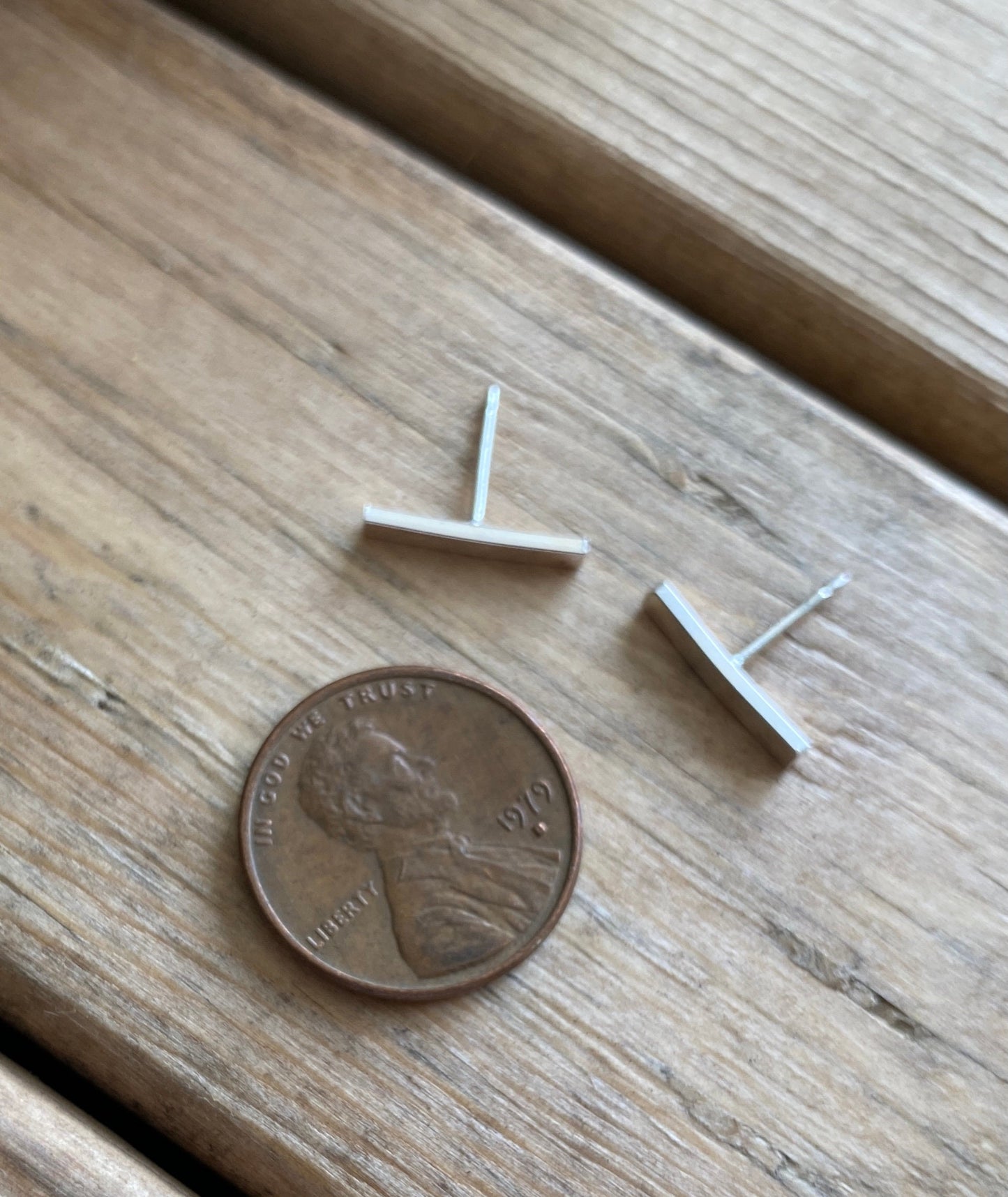 Mini Bar Sterling Silver Stud Earrings