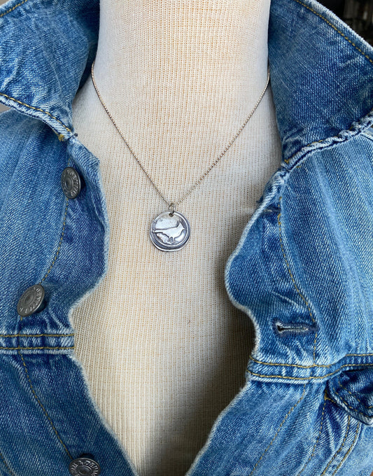 Wax seal necklace, Cardinal necklace, bird necklace, bird lover, fine silver
