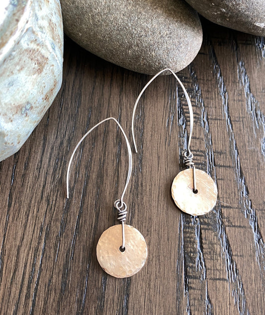 Gold Filled and Silver Dangle Earrings