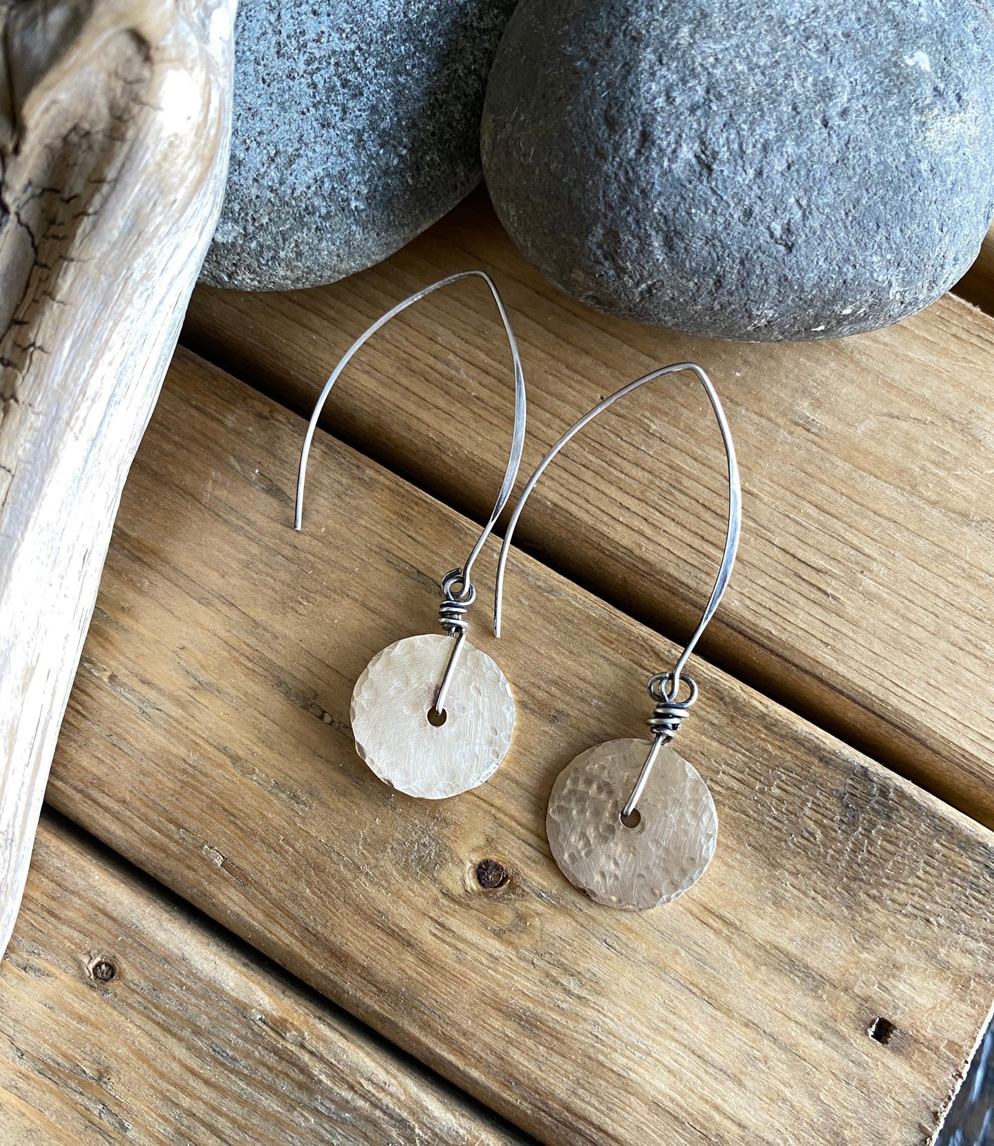 Gold Filled and Silver Dangle Earrings