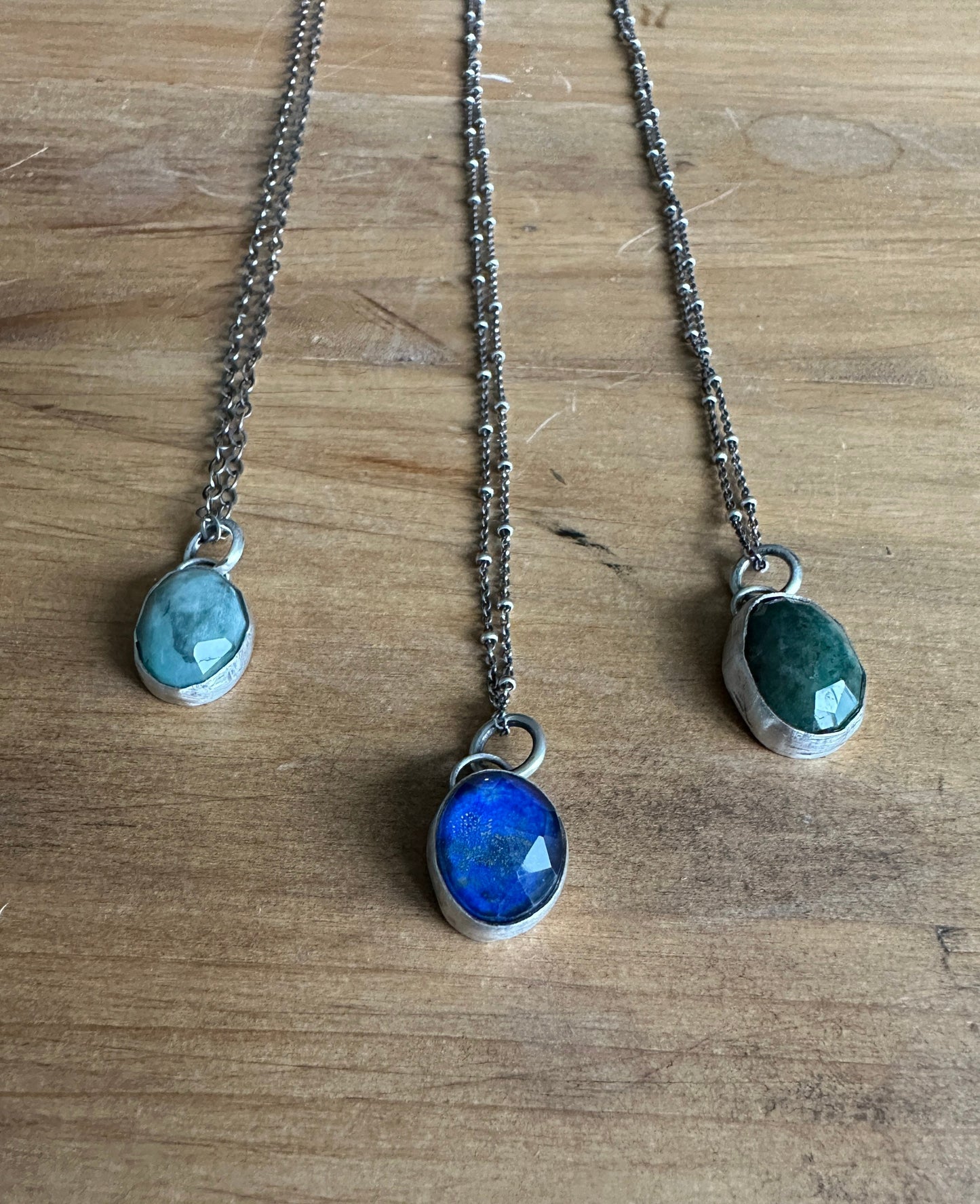 Emerald necklace, emerald jewelry, sterling silver and emerald necklace