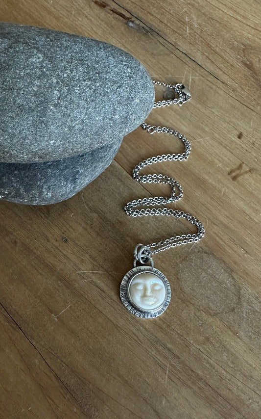 Man In The Moon Lampwork Glass Necklace