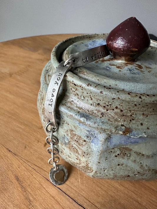 I Love You bracelet, te quiero, je t'aime, ti voglio bene, love, sterling silver bracelet, link bracelet, heart bracelet, Valentine's Day