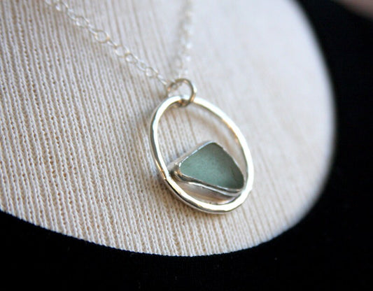 Sea glass necklace, Sea glass pendant, Sea glass, sea foam, blue, beach glass jewelry, sea glass jewelry, sterling silver, beach jewelry
