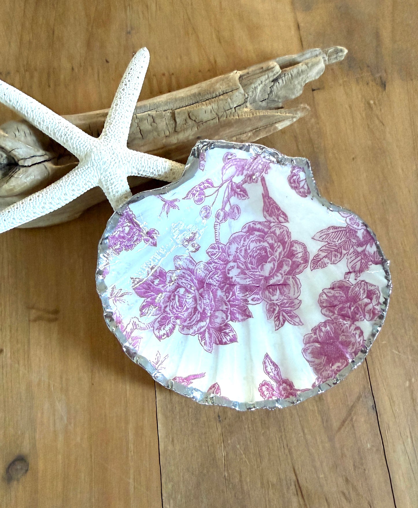 Floral Scallop Shell Trinket Dish