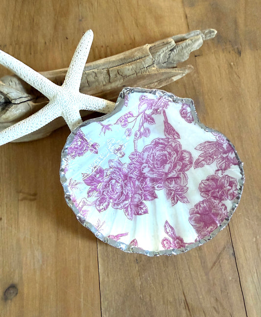 Floral Scallop Shell Trinket Dish