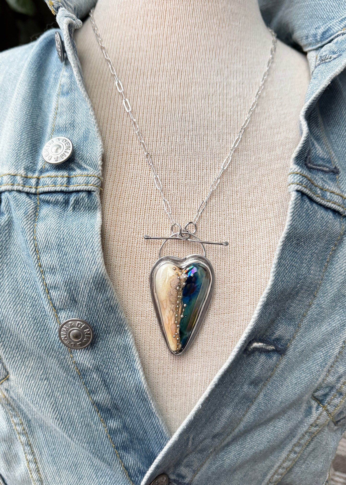 Lamp Work Glass Heart Necklace