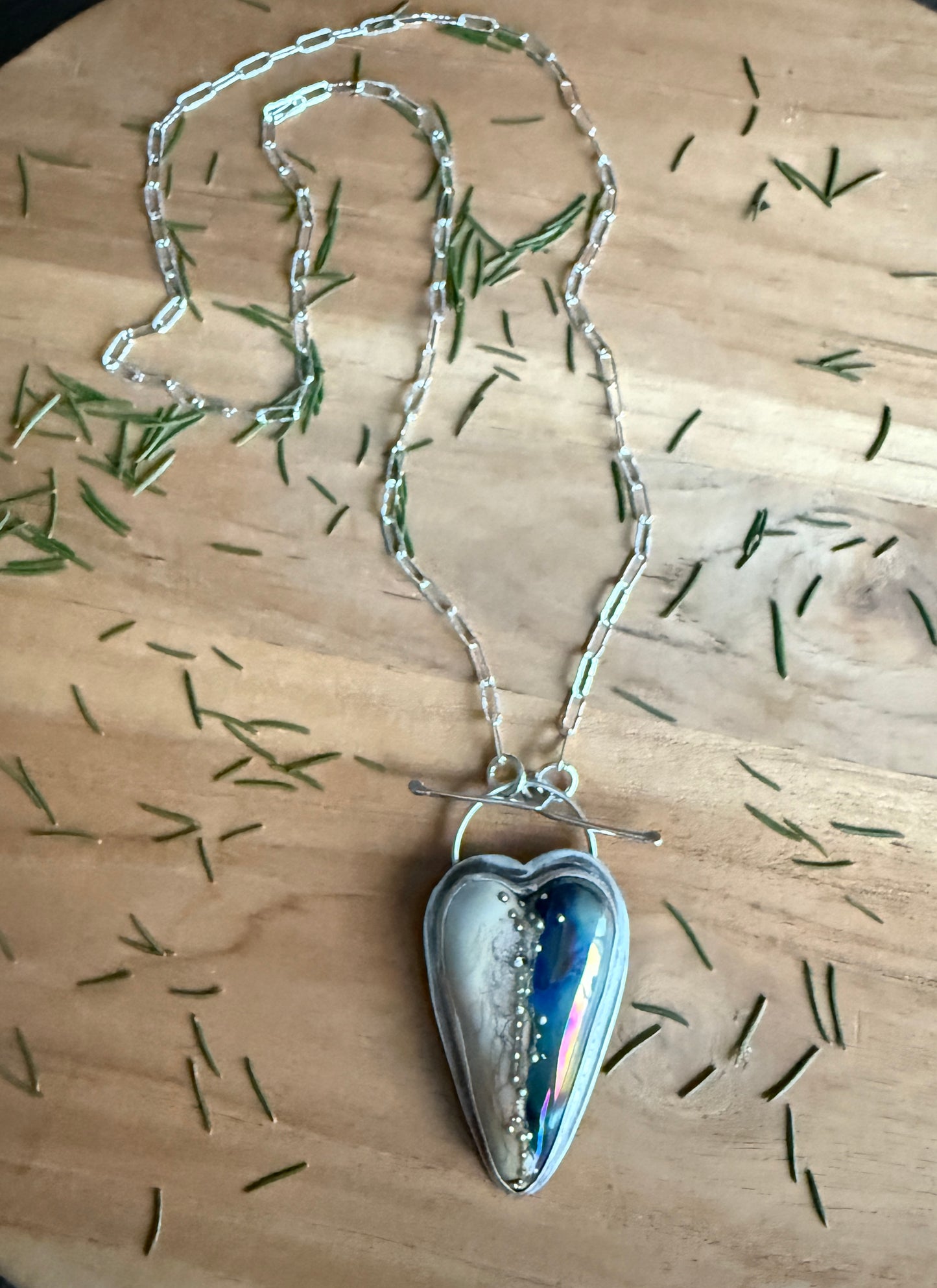 Lamp Work Glass Heart Necklace