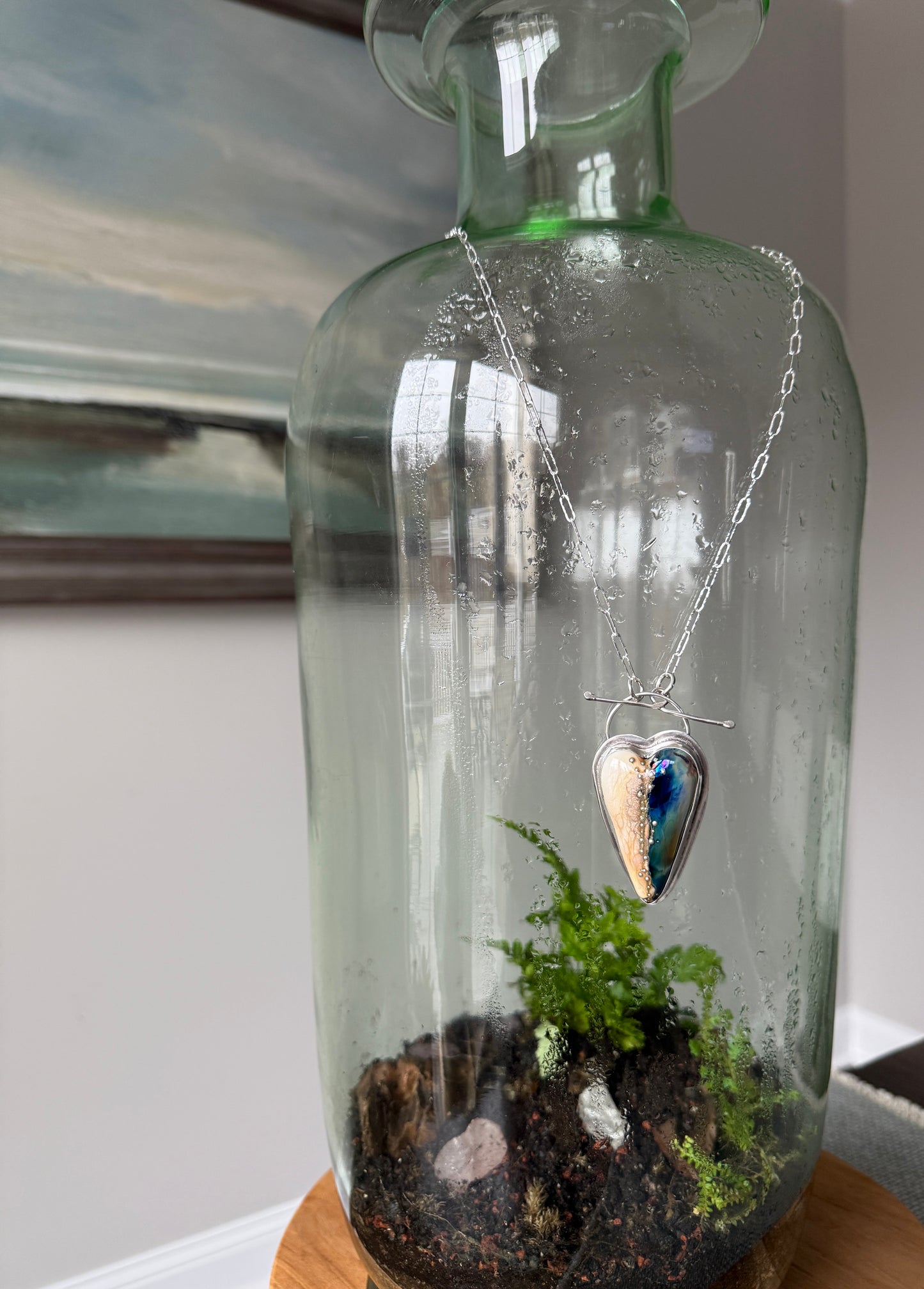 Lamp Work Glass Heart Necklace