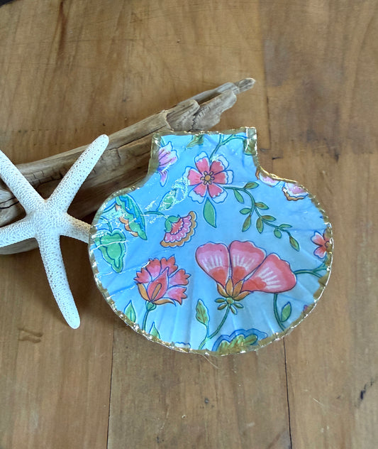 Floral Scallop Shell Trinket Dish