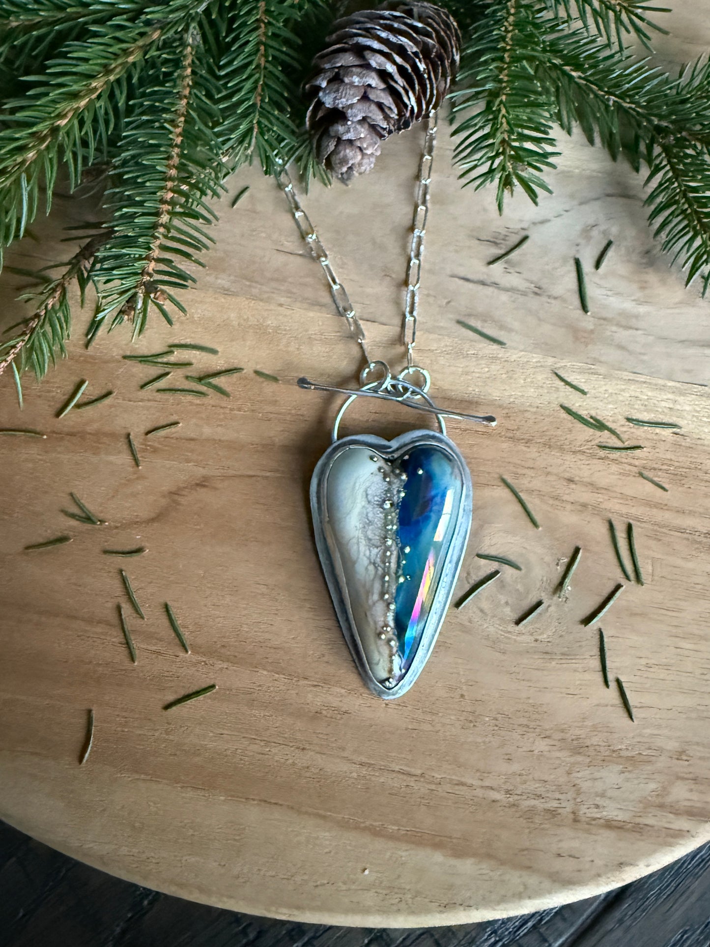 Lamp Work Glass Heart Necklace