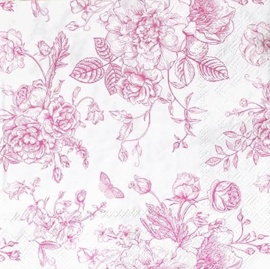 Monogram Clam Shell Trinket Dish in Pink Toile