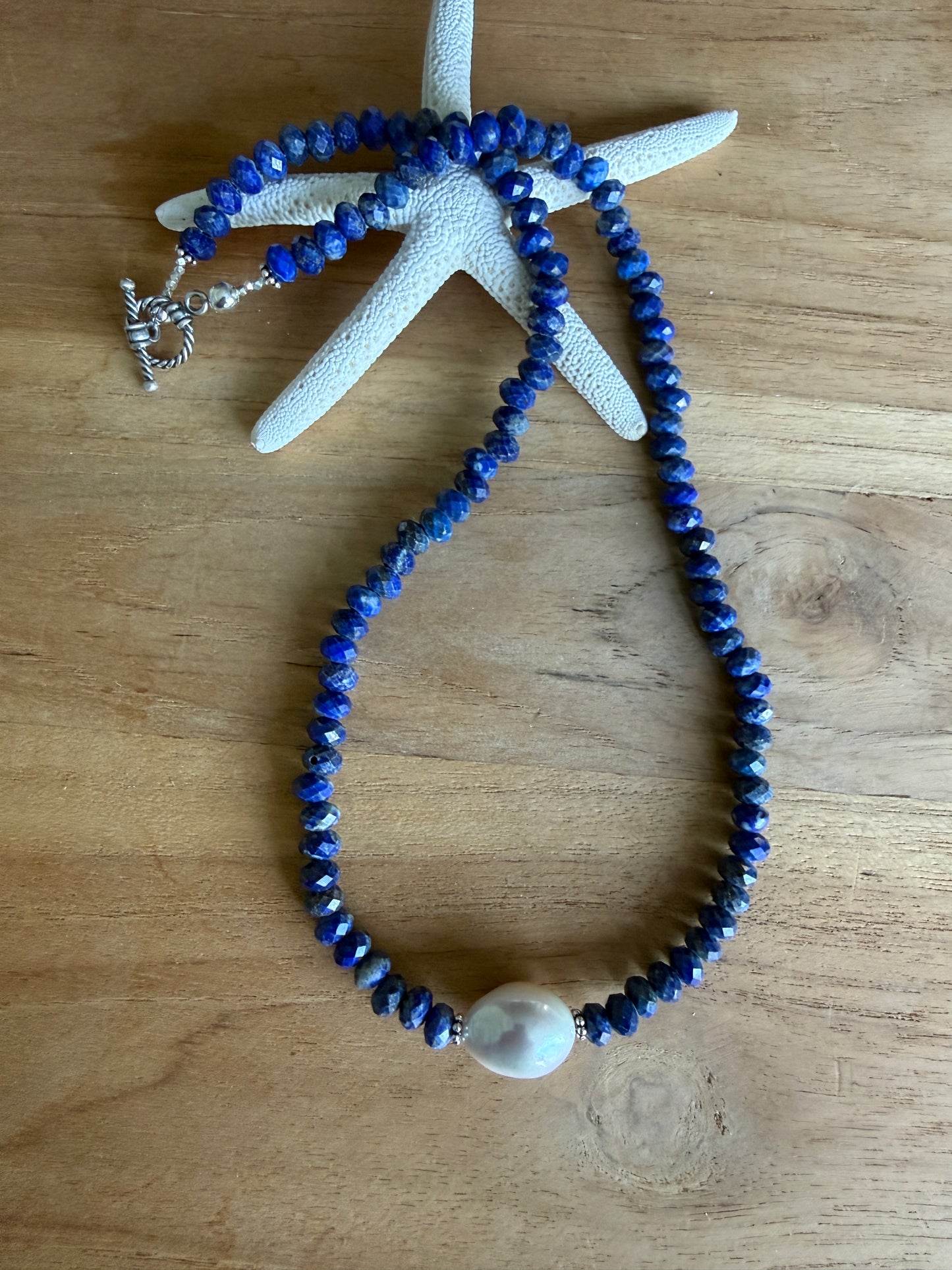 Lapis and Baroque Pearl Necklace