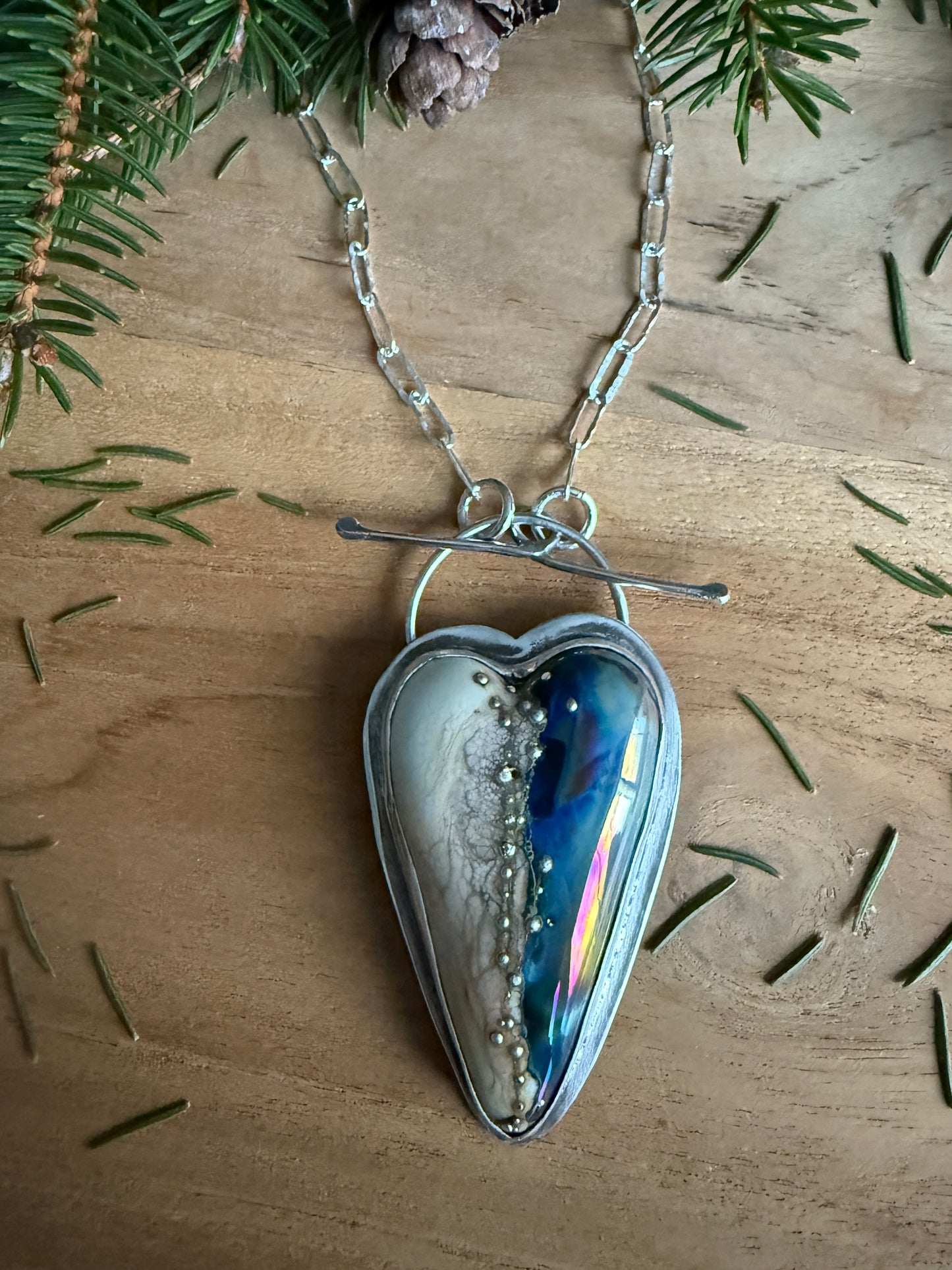 Lamp Work Glass Heart Necklace