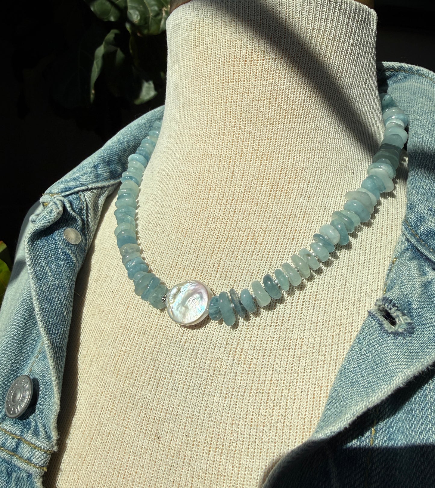 Aquamarine and Freshwater Pearl Necklace