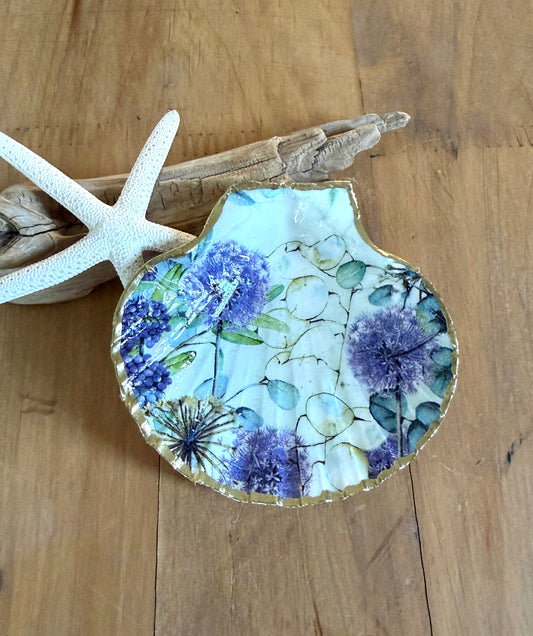 Floral Scallop Shell Trinket Dish