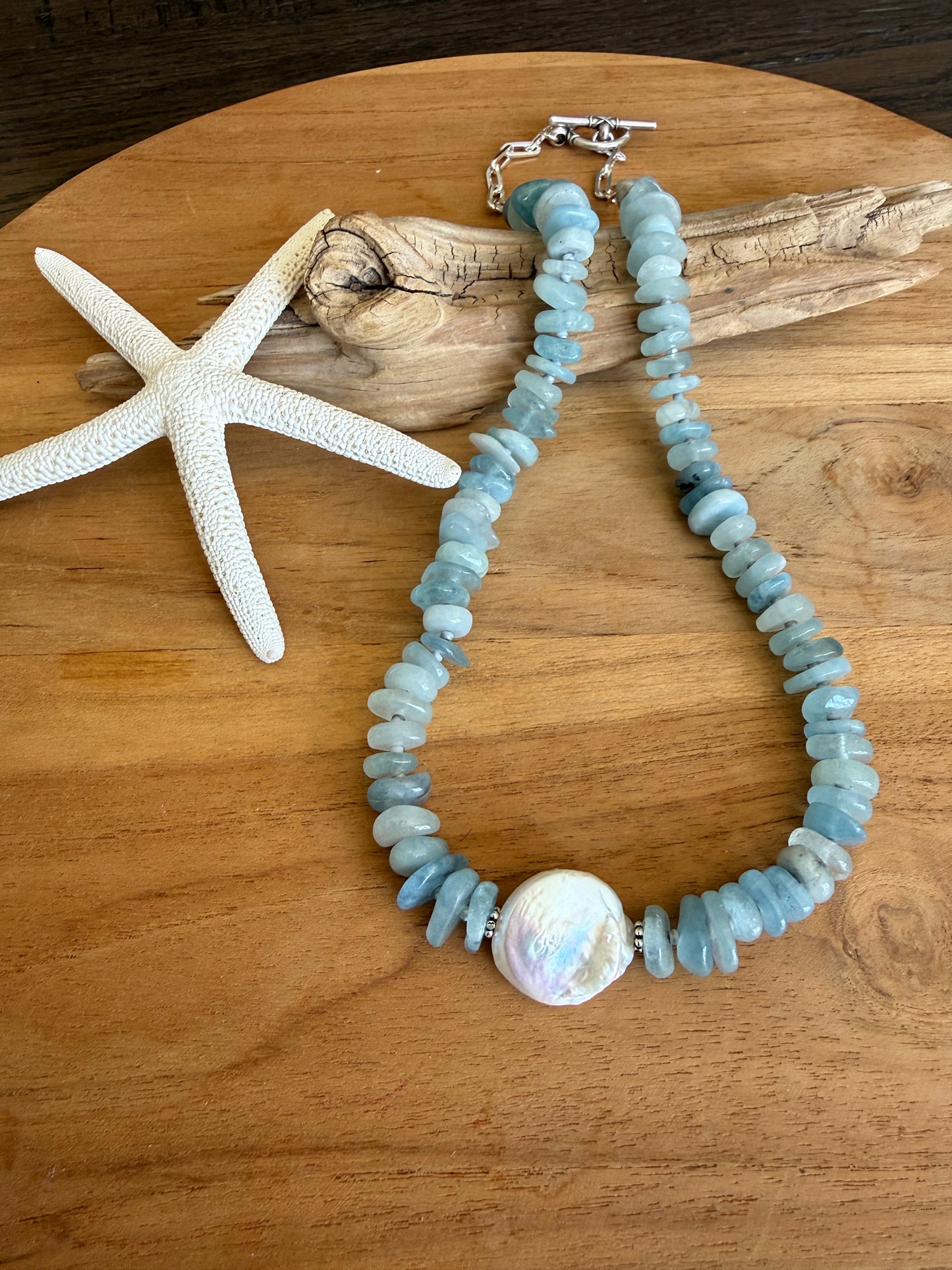 Aquamarine and Freshwater Pearl Necklace