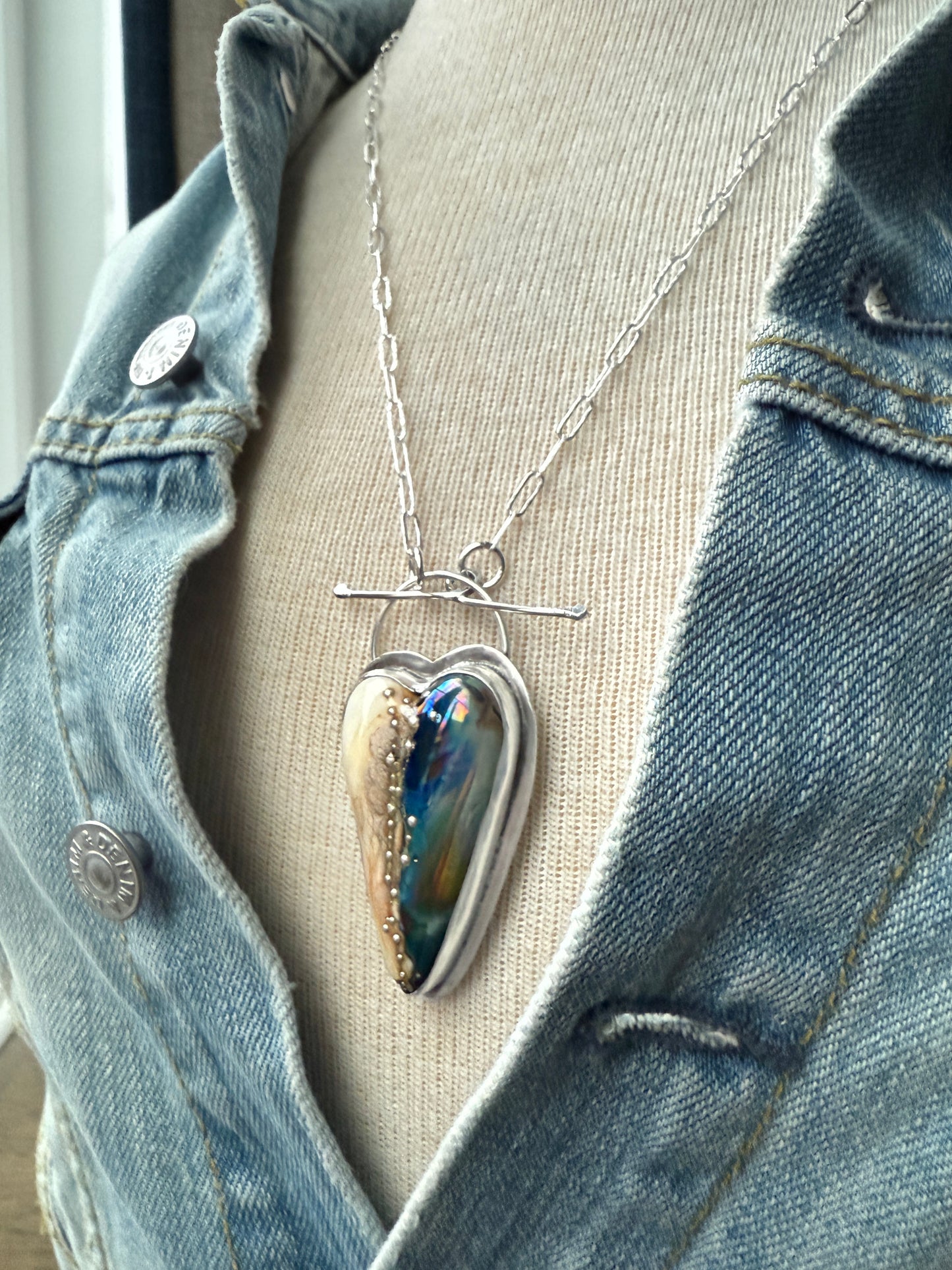 Lamp Work Glass Heart Necklace