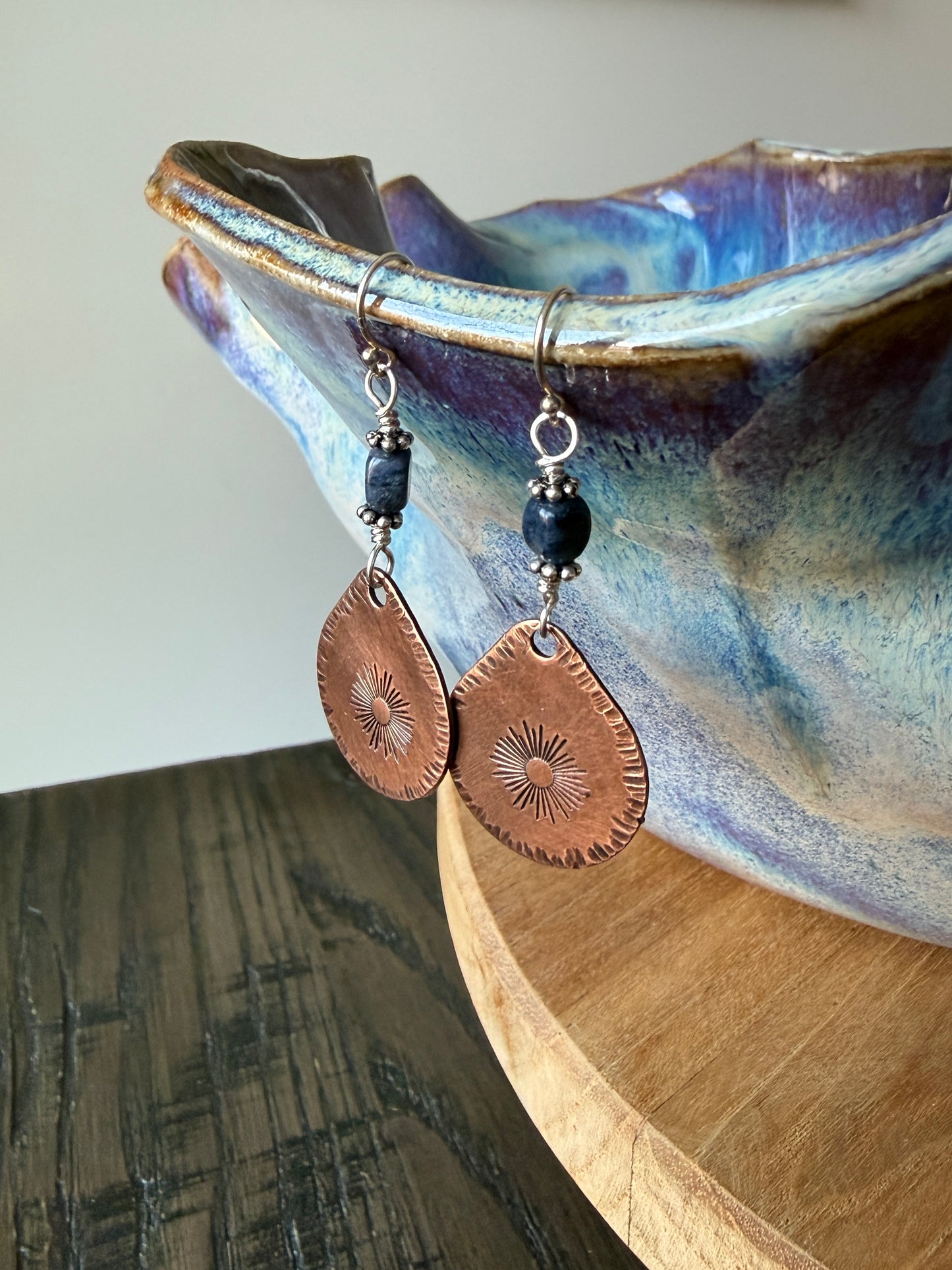 Copper and Sodalite Earrings