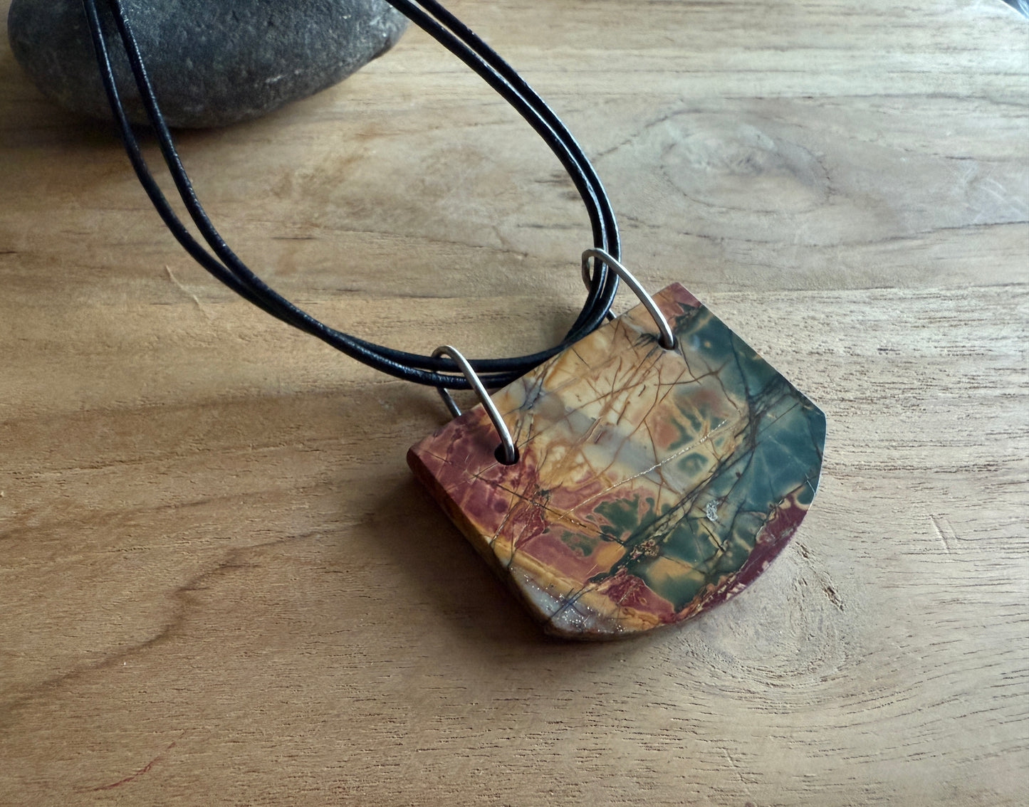 Red Creek Jasper Leather Necklace