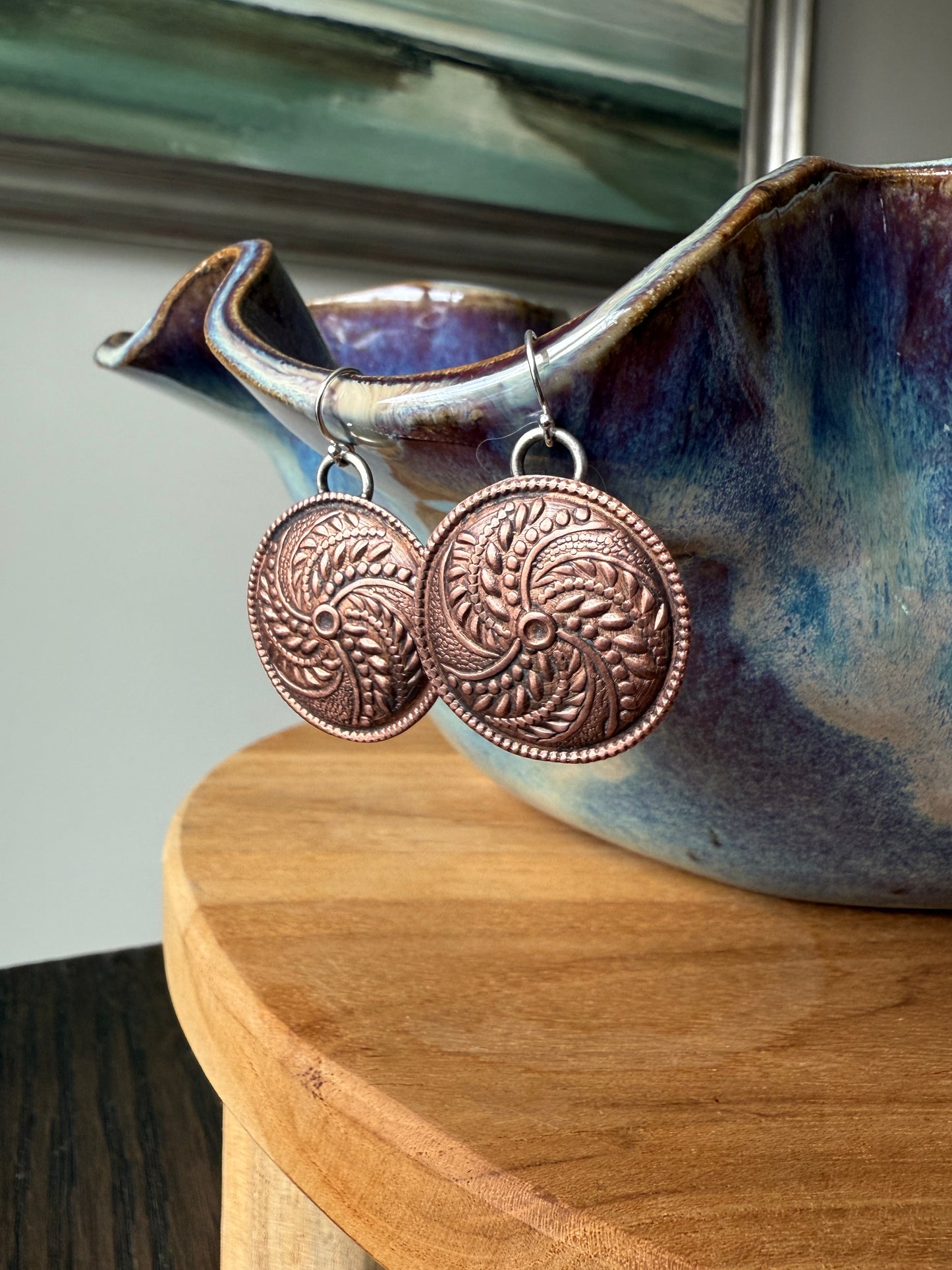 Copper Medallion Earrings