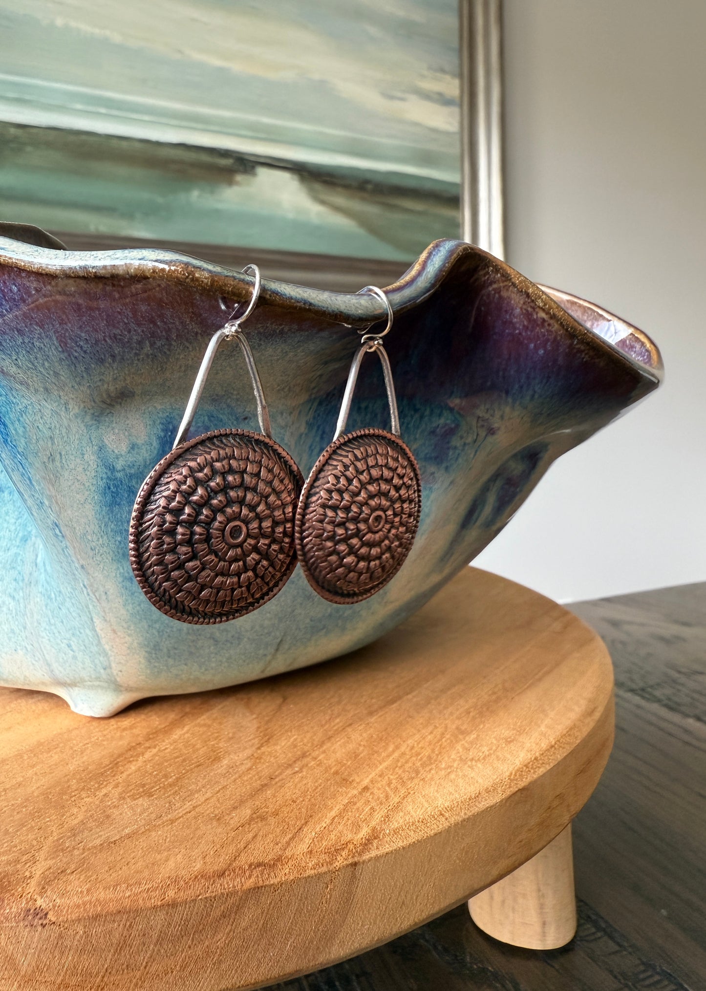 Copper and Silver Medallion Earrings