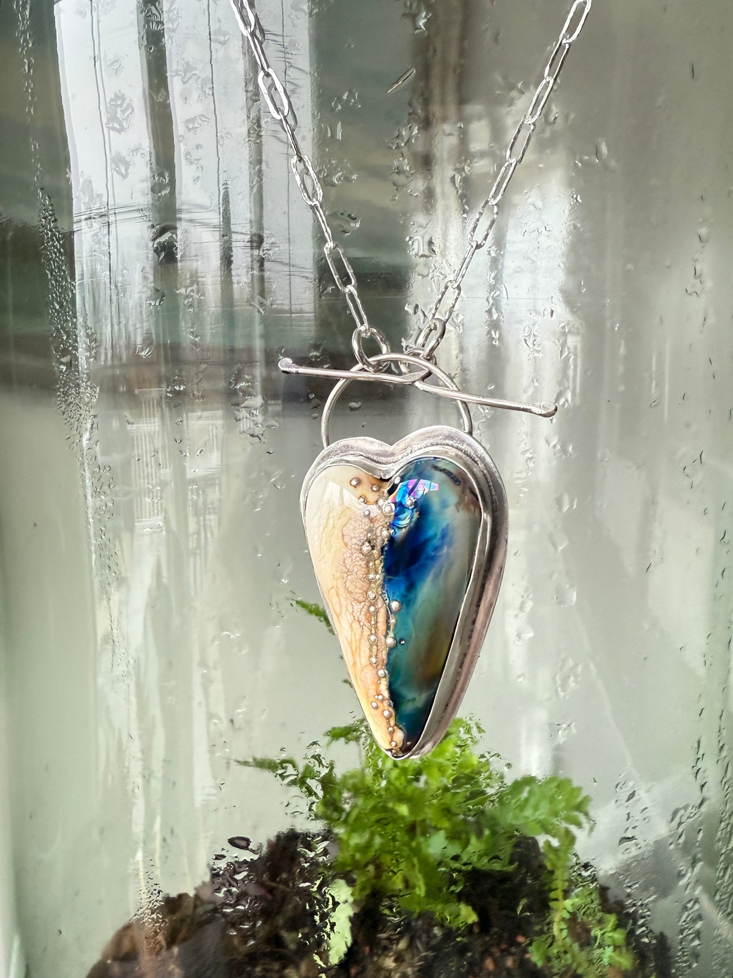 Lamp Work Glass Heart Necklace