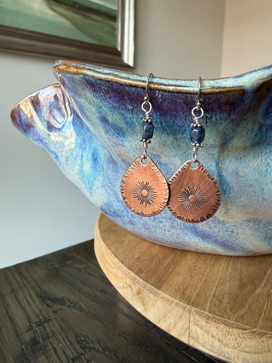 Copper and Sodalite Earrings