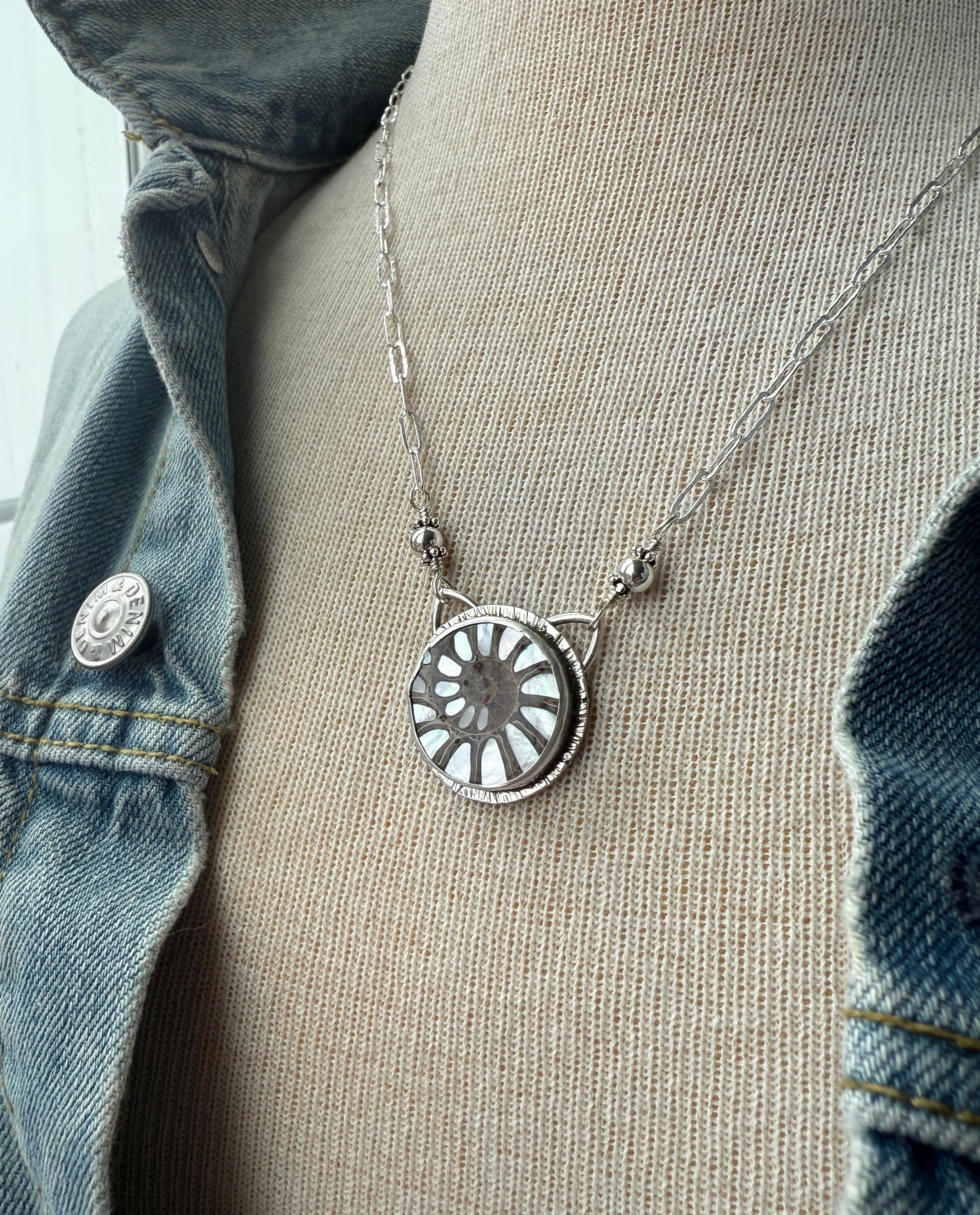 Mother of Pearl Ammonite Necklace