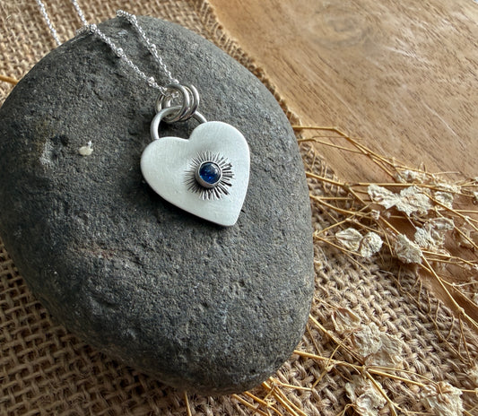 Silver and Kyanite Heart Necklace