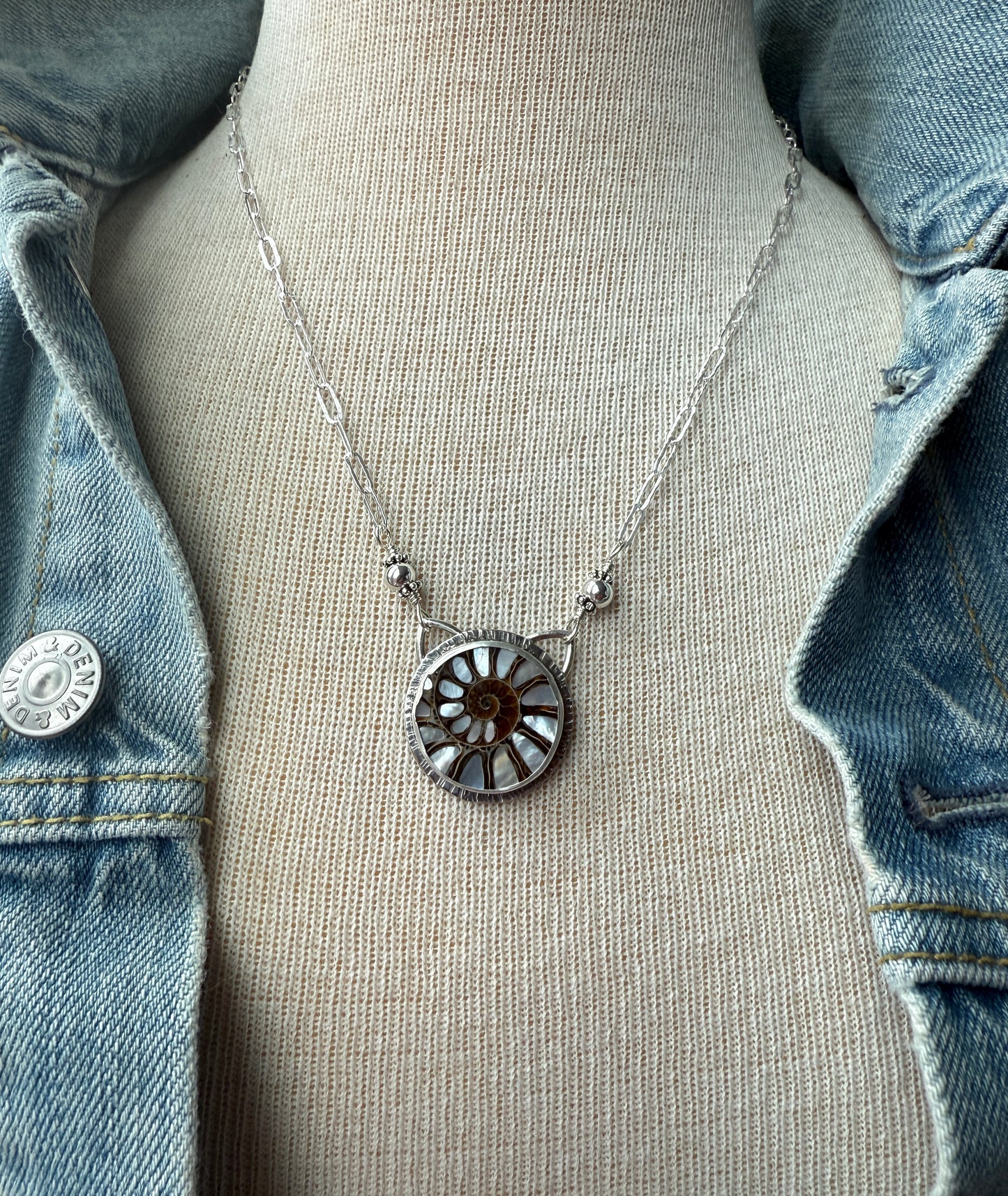 Mother of Pearl Ammonite Necklace