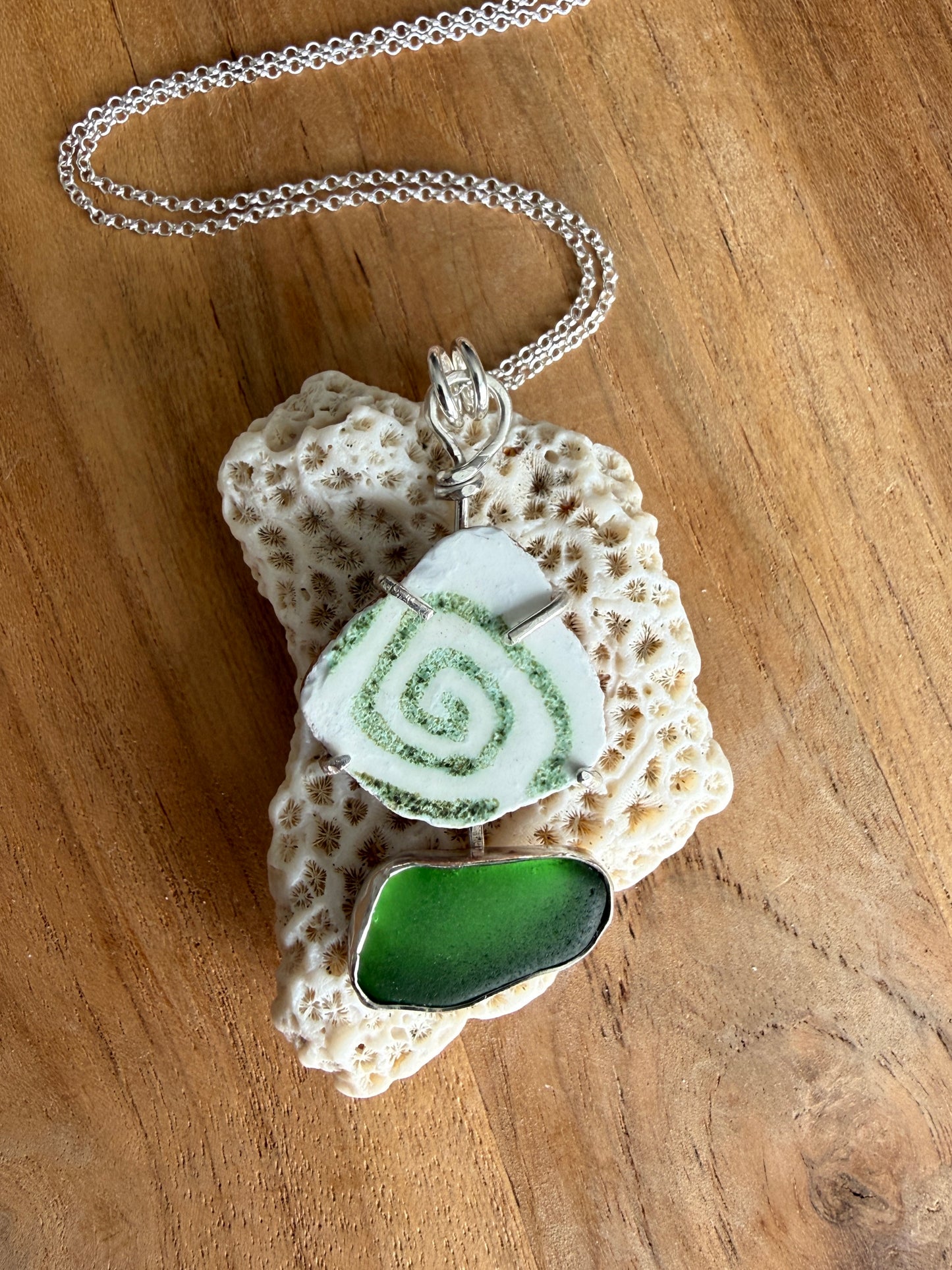 Spin Me Right Round Sea Glass Necklace