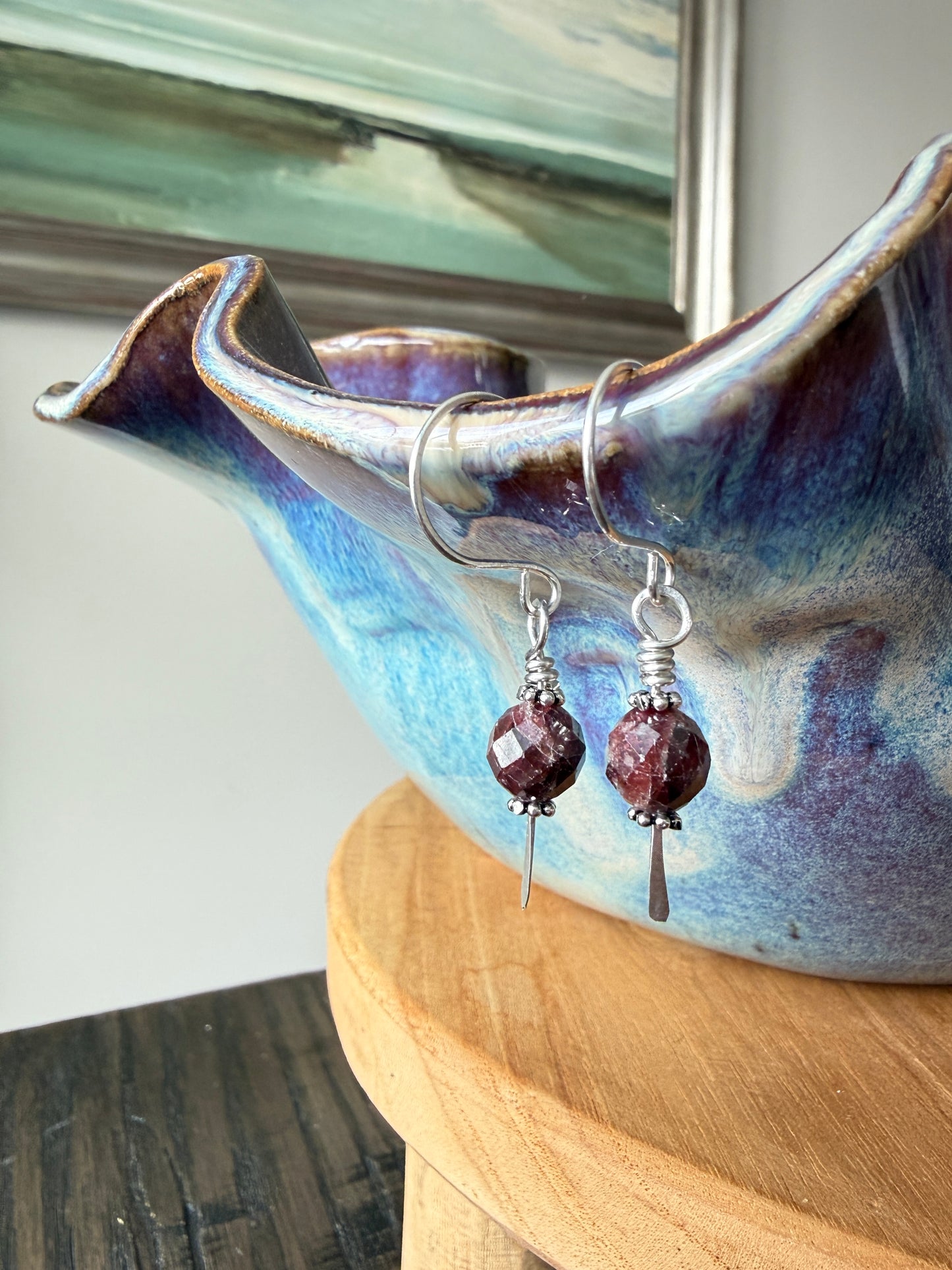 Raw Garnet Earrings