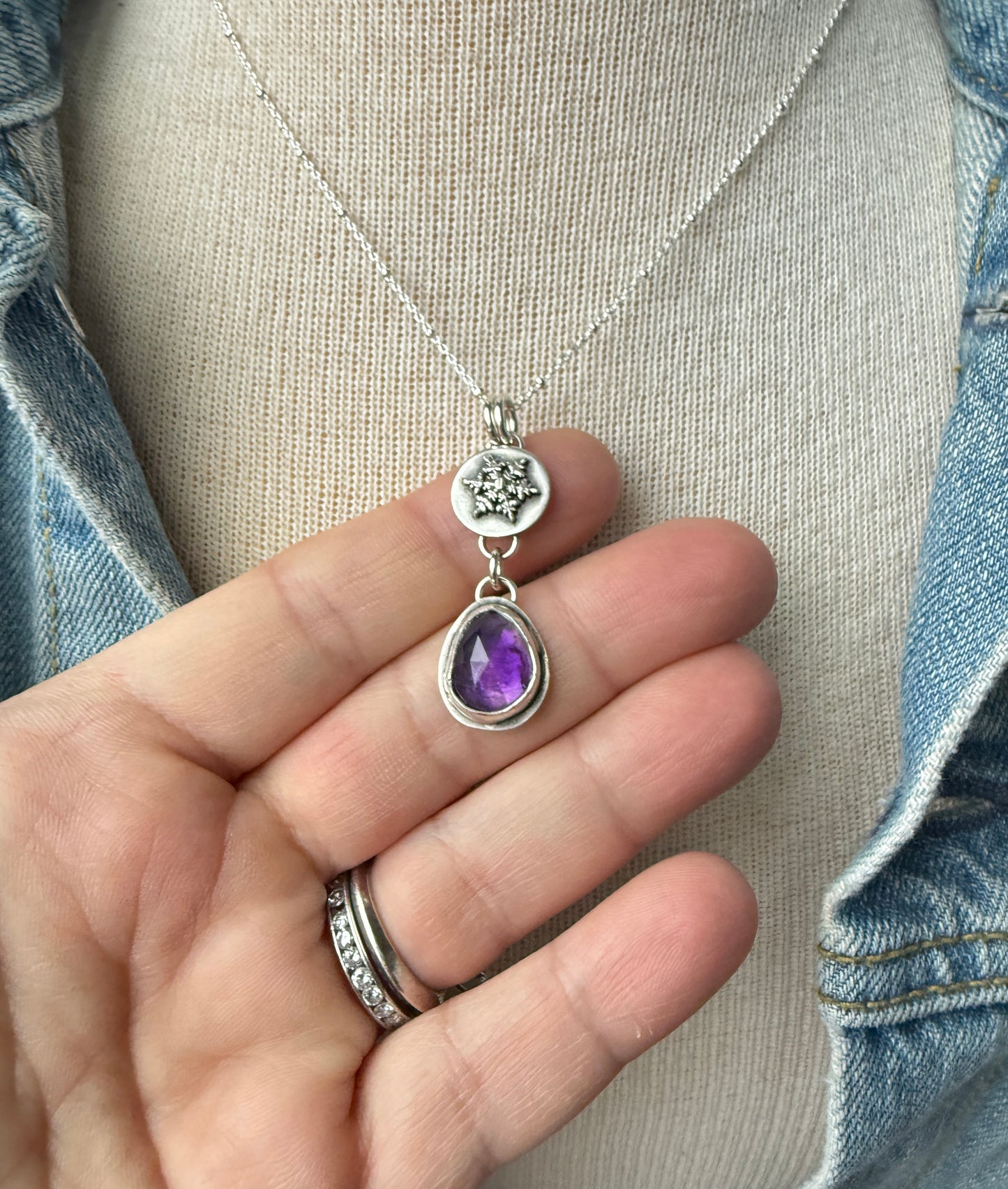 Amethyst Snowflake Necklace