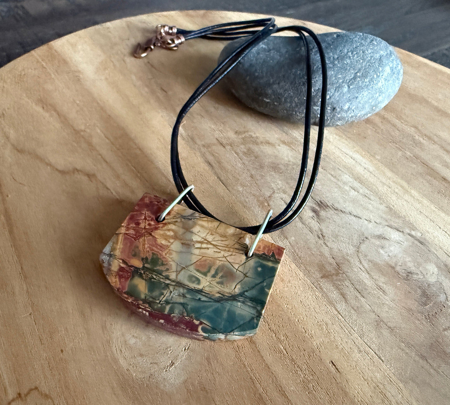 Red Creek Jasper Leather Necklace