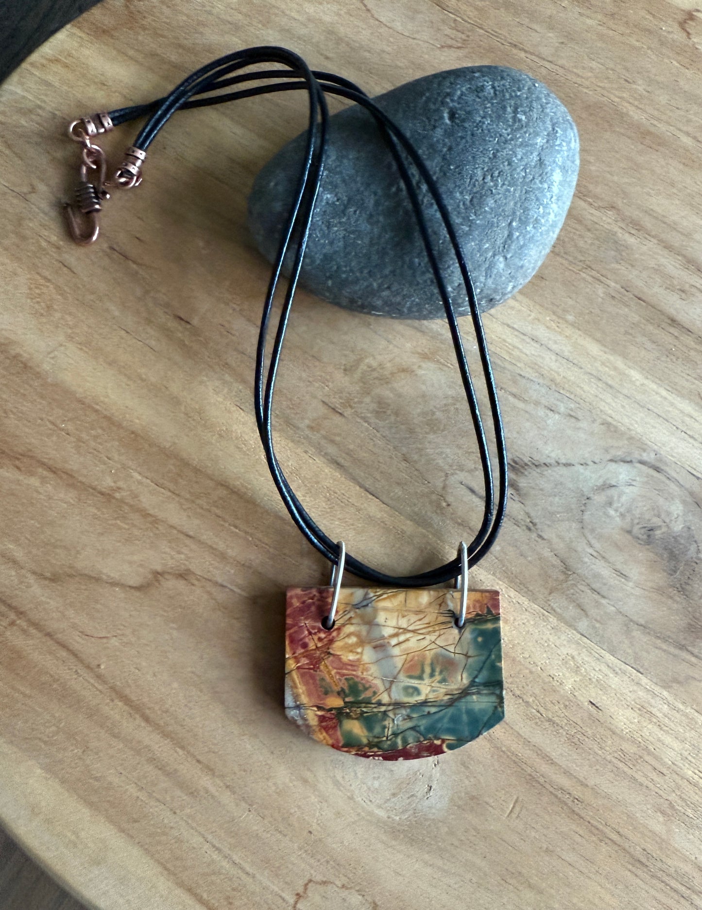 Red Creek Jasper Leather Necklace