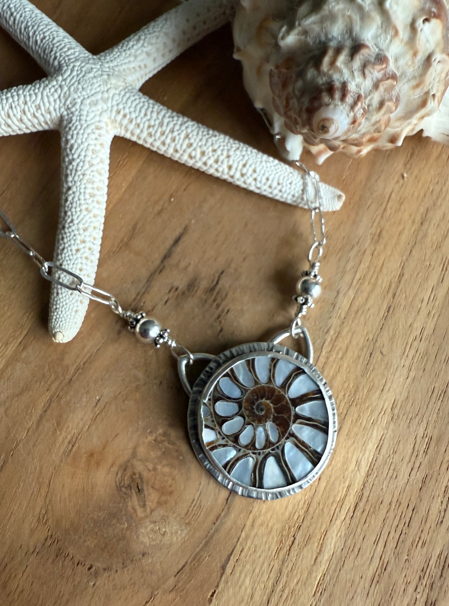 Mother of Pearl Ammonite Necklace