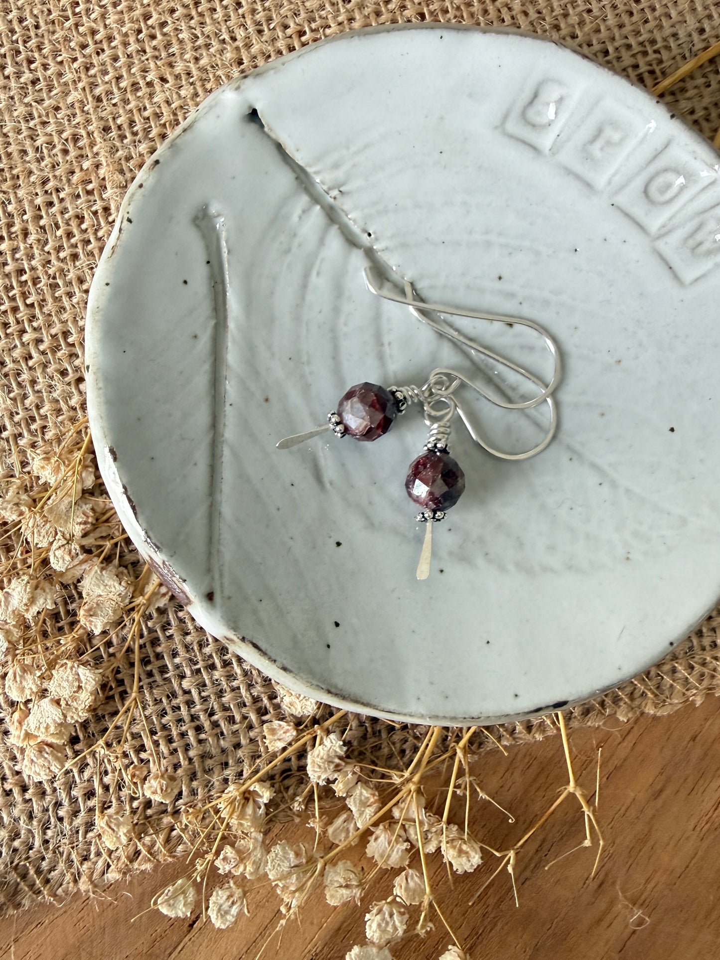 Raw Garnet Earrings