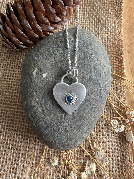 Silver and Kyanite Heart Necklace