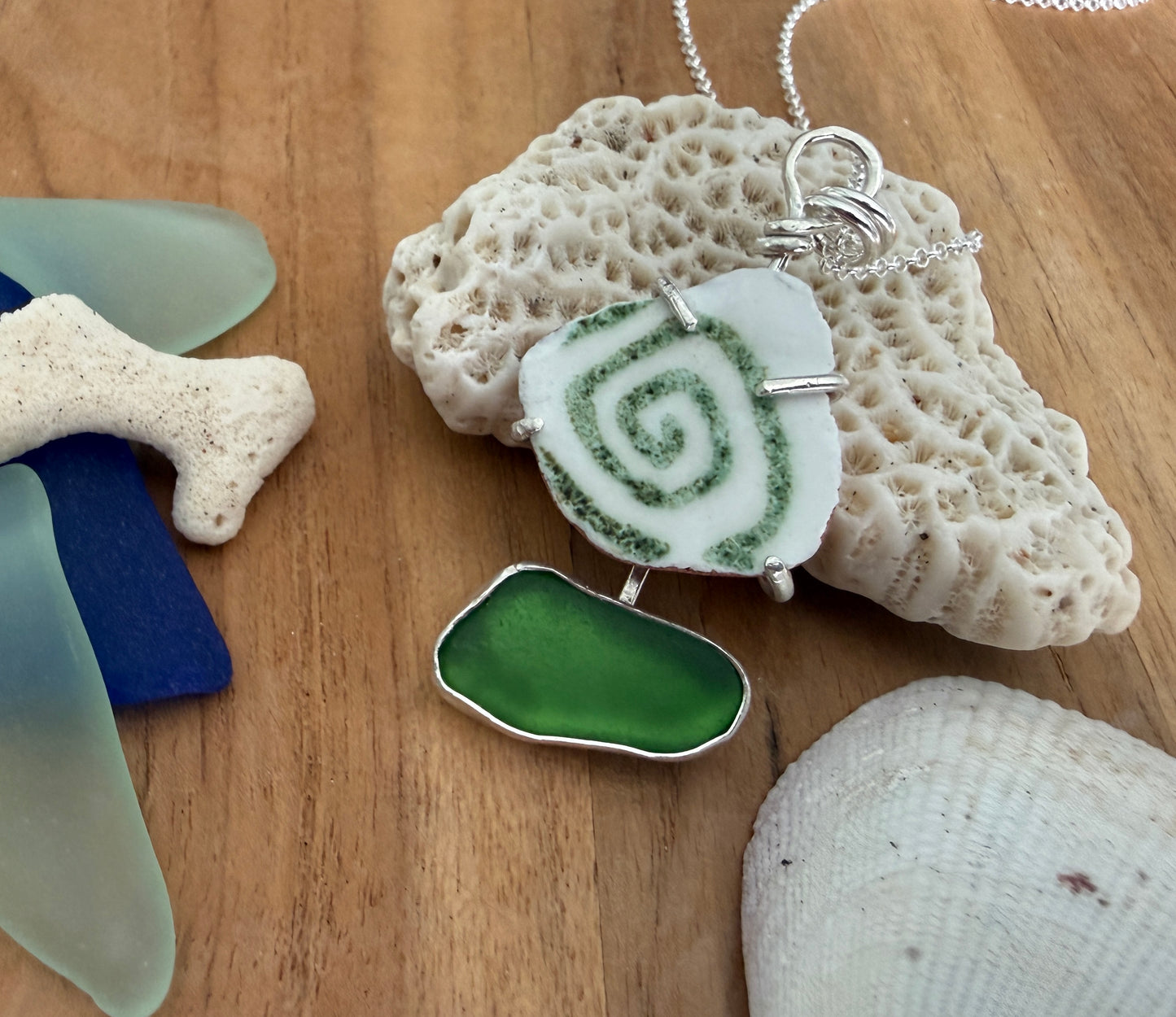 Spin Me Right Round Sea Glass Necklace
