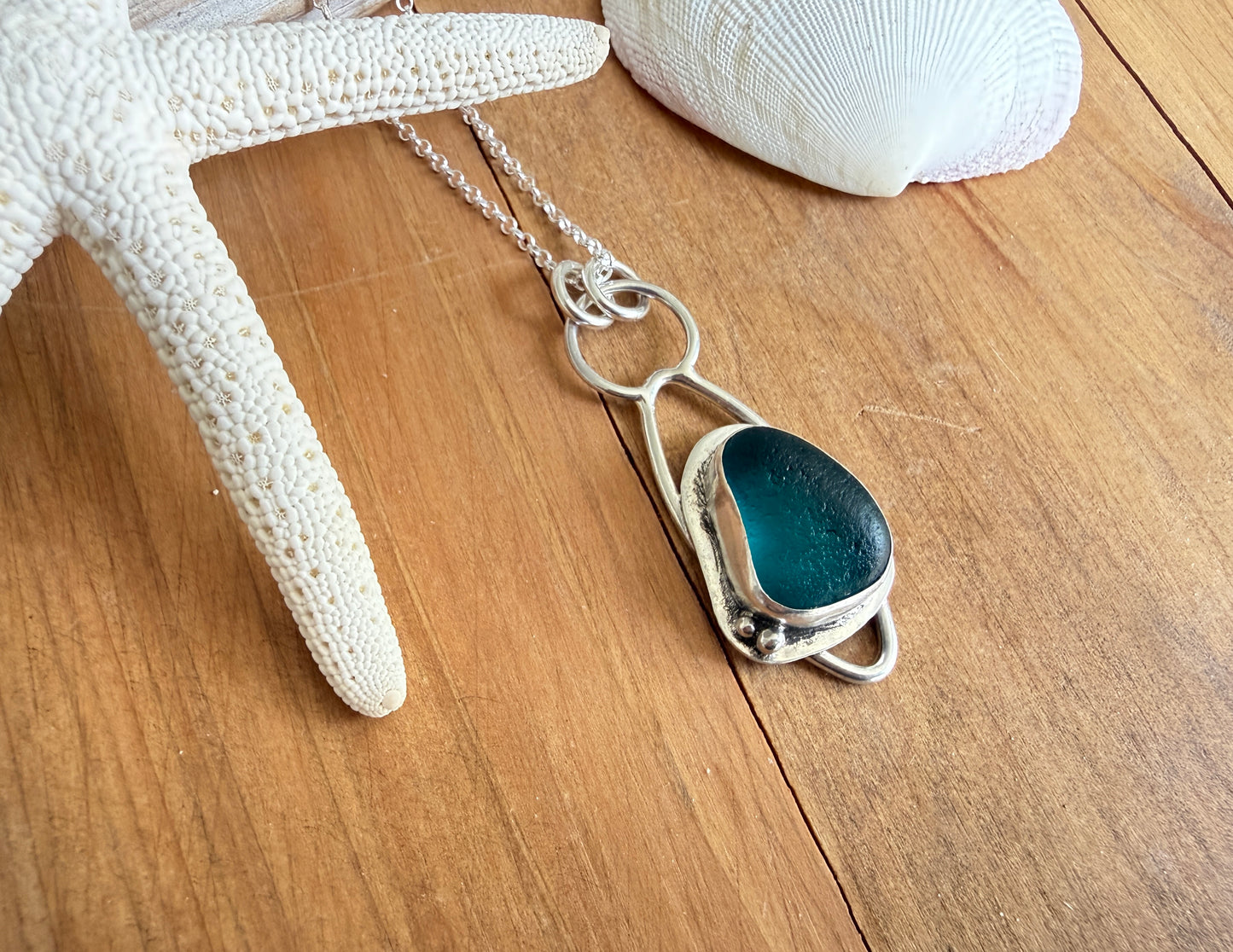 Carribean Teal Sea Glass Necklace